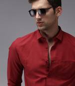 men's long sleeves solid burgundy shirt