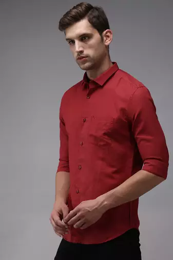men's long sleeves solid burgundy shirt