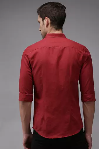 men's long sleeves solid burgundy shirt