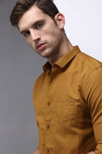 Showoff men's long sleeves solid bronze shirt