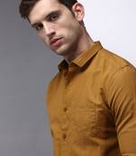 Showoff men's long sleeves solid bronze shirt