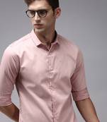 Showoff men's long sleeves solid pink shirt