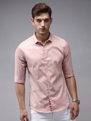 Showoff men's long sleeves solid pink shirt 2
