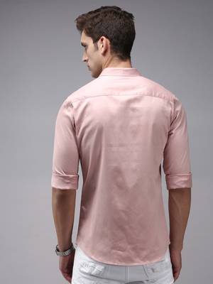 Showoff men's long sleeves solid pink shirt 4