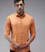 men's long sleeves solid orange shirt