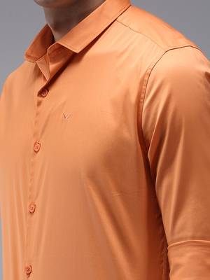 men's long sleeves solid orange shirt 5