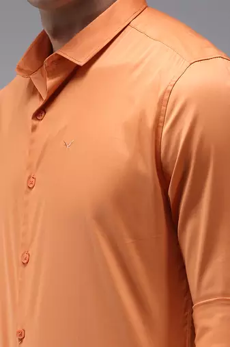 men's long sleeves solid orange shirt