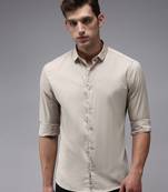 Showoff men's long sleeves solid cream shirt