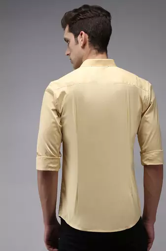 men's long sleeves solid yellow shirt