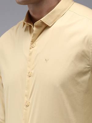 men's long sleeves solid yellow shirt 5