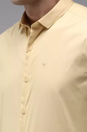 men's long sleeves solid yellow shirt