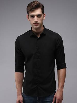 men's long sleeves solid black shirt 2