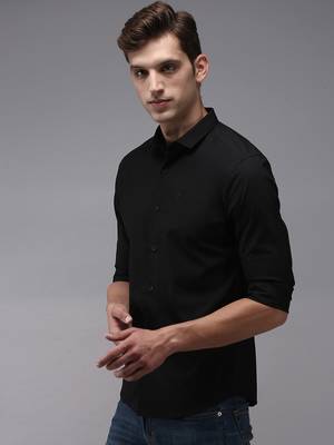 men's long sleeves solid black shirt 3