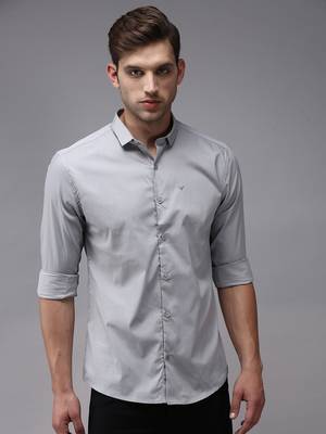 Showoff men's long sleeves solid grey shirt 1