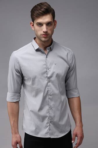 Showoff men's long sleeves solid grey shirt