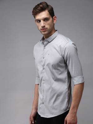Showoff men's long sleeves solid grey shirt 2