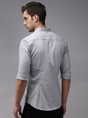 Showoff men's long sleeves solid grey shirt 3