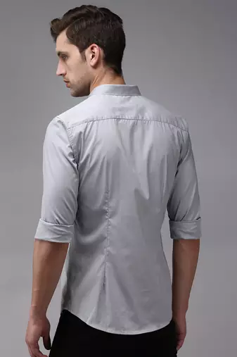 Showoff men's long sleeves solid grey shirt