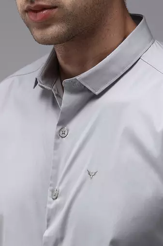 Showoff men's long sleeves solid grey shirt