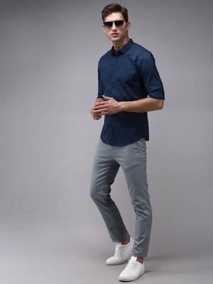 men's long sleeves solid teal shirt 5