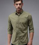 men's long sleeves solid olive shirt