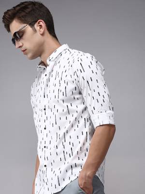 men's long sleeves conversational white shirt 1