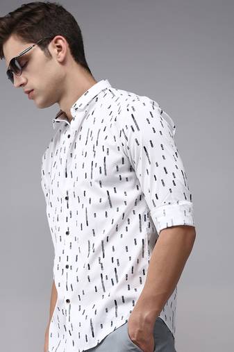 men's long sleeves conversational white shirt