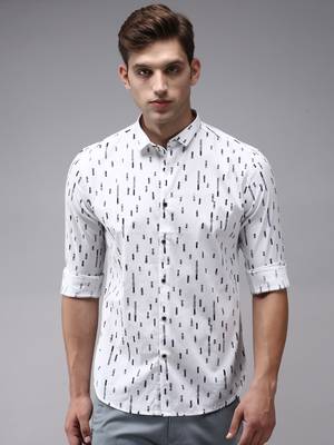 men's long sleeves conversational white shirt 2
