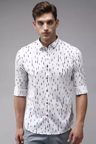 men's long sleeves conversational white shirt