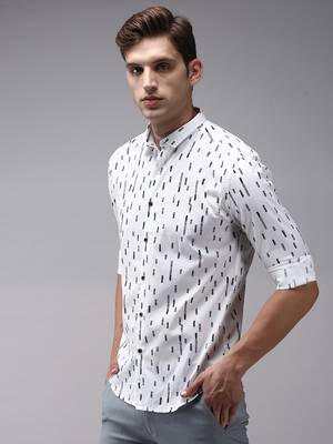 men's long sleeves conversational white shirt 3