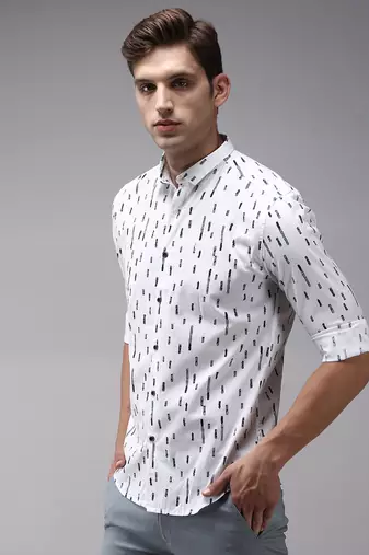 men's long sleeves conversational white shirt