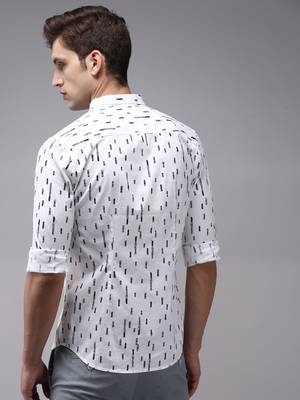 men's long sleeves conversational white shirt 4