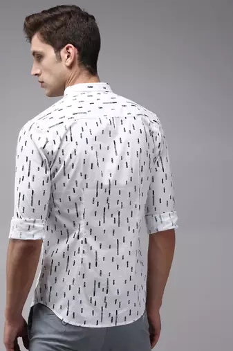 men's long sleeves conversational white shirt
