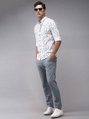 men's long sleeves conversational white shirt 5