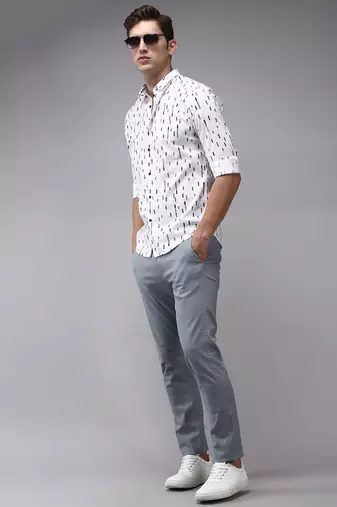 men's long sleeves conversational white shirt
