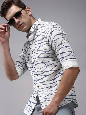 men's long sleeves abstract off white shirt 1