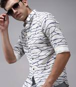 men's long sleeves abstract off white shirt