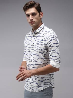 men's long sleeves abstract off white shirt 3