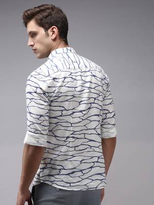 men's long sleeves abstract off white shirt 4