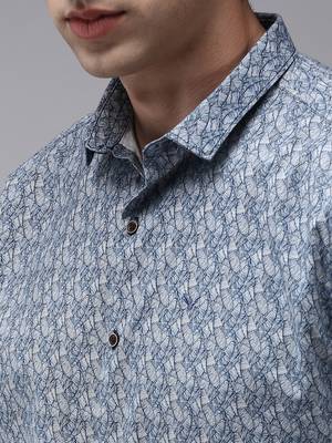 men's long sleeves abstract navy blue shirt 5