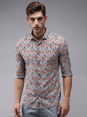 men's long sleeves floral white shirt 2