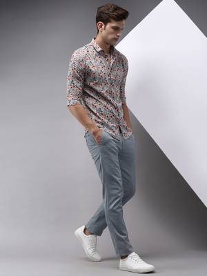men's long sleeves floral white shirt 5