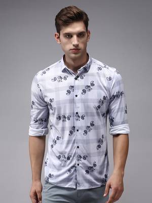 men's long sleeves checked lavender shirt 2