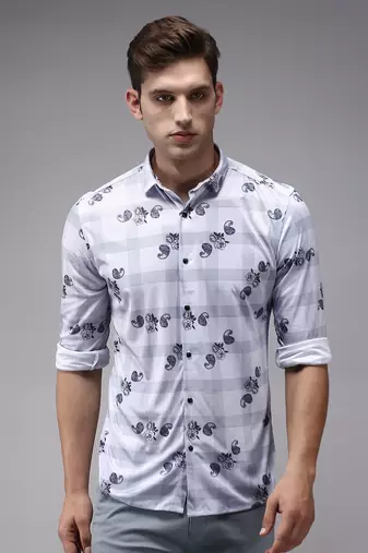 men's long sleeves checked lavender shirt