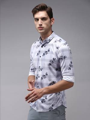 men's long sleeves checked lavender shirt 3