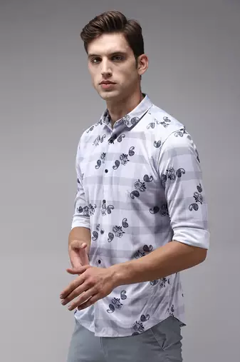 men's long sleeves checked lavender shirt