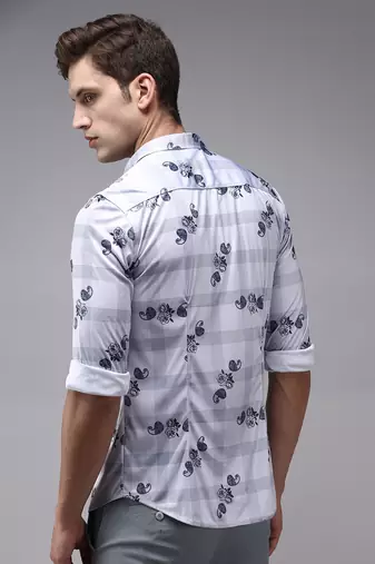men's long sleeves checked lavender shirt