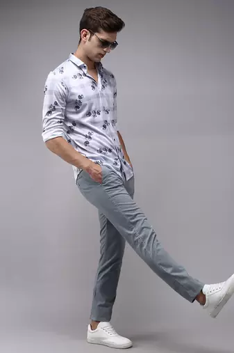 men's long sleeves checked lavender shirt