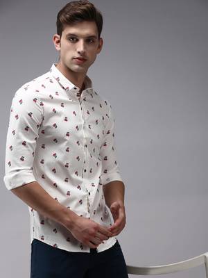 men's long sleeves conversational cream shirt 1