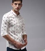 men's long sleeves conversational cream shirt